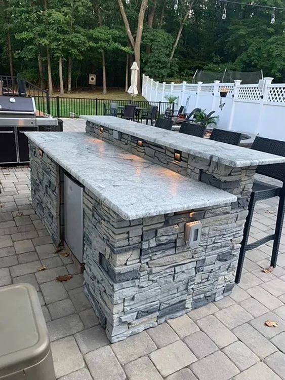 BBQ island with a stone countertop