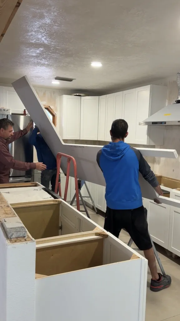 Countertop installation in progress