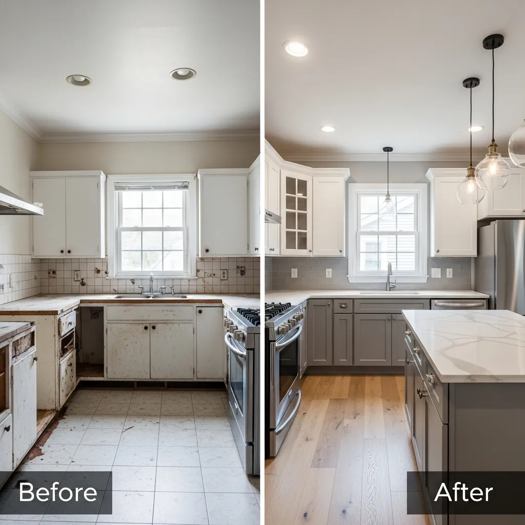 Kitchen renovation before and after, photo 1