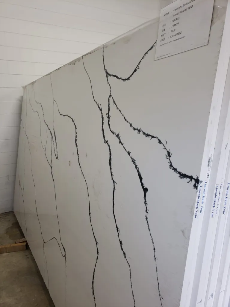White Marble Line Quartz slab